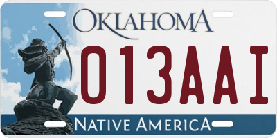 OK license plate 013AAI