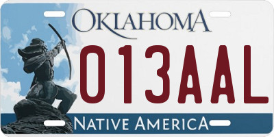 OK license plate 013AAL