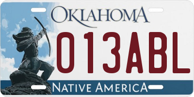 OK license plate 013ABL