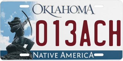 OK license plate 013ACH