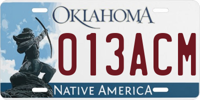 OK license plate 013ACM