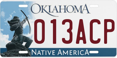 OK license plate 013ACP