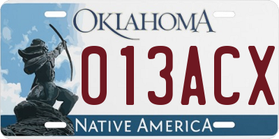 OK license plate 013ACX