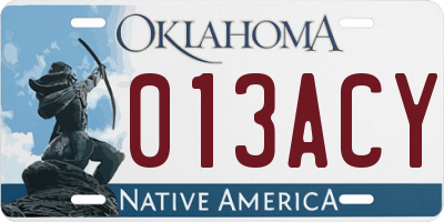OK license plate 013ACY