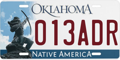 OK license plate 013ADR