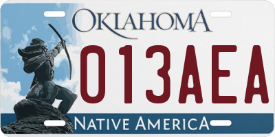 OK license plate 013AEA