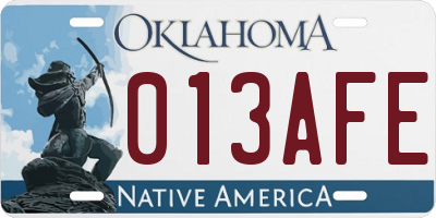 OK license plate 013AFE