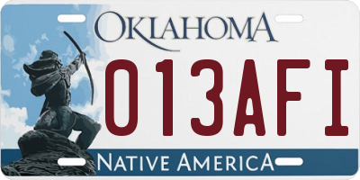 OK license plate 013AFI