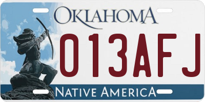 OK license plate 013AFJ