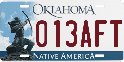 OK license plate 013AFT