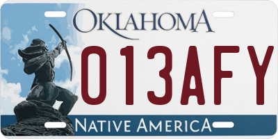 OK license plate 013AFY