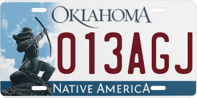 OK license plate 013AGJ
