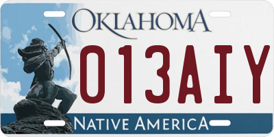 OK license plate 013AIY