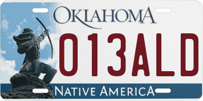OK license plate 013ALD