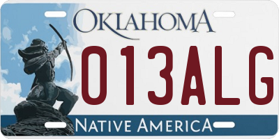 OK license plate 013ALG