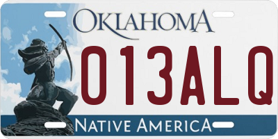OK license plate 013ALQ