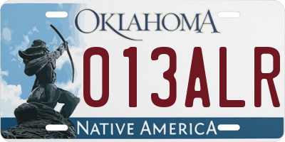 OK license plate 013ALR