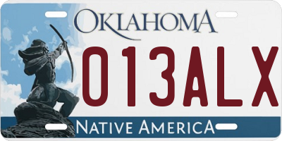 OK license plate 013ALX
