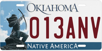 OK license plate 013ANV