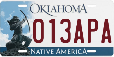 OK license plate 013APA