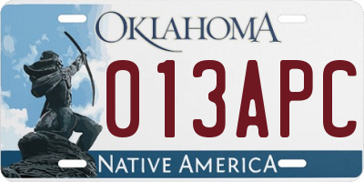 OK license plate 013APC