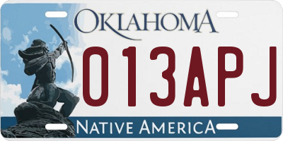 OK license plate 013APJ