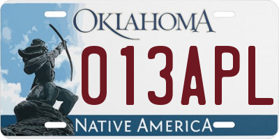 OK license plate 013APL
