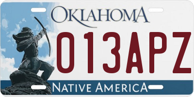 OK license plate 013APZ