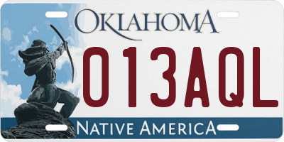 OK license plate 013AQL