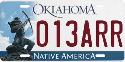 OK license plate 013ARR