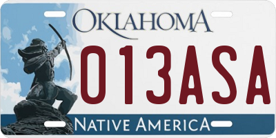 OK license plate 013ASA