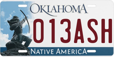 OK license plate 013ASH