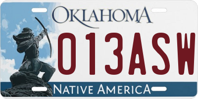 OK license plate 013ASW