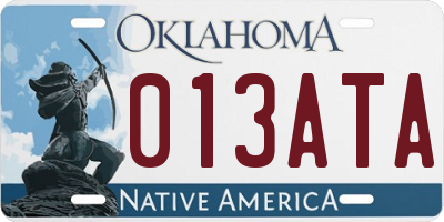 OK license plate 013ATA