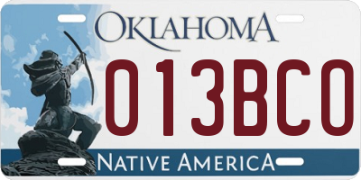 OK license plate 013BCO