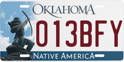 OK license plate 013BFY