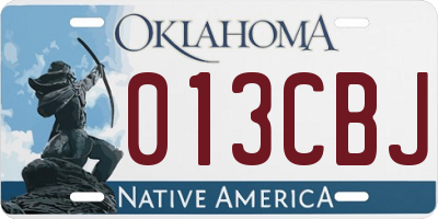 OK license plate 013CBJ