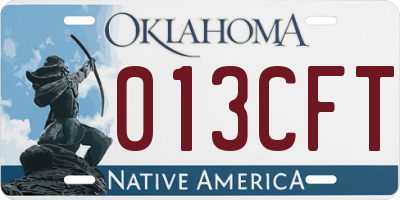 OK license plate 013CFT