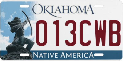 OK license plate 013CWB