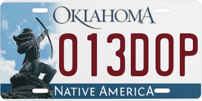 OK license plate 013DOP