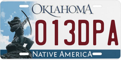 OK license plate 013DPA