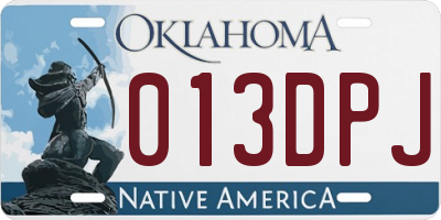 OK license plate 013DPJ