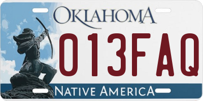 OK license plate 013FAQ