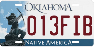 OK license plate 013FIB