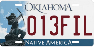 OK license plate 013FIL