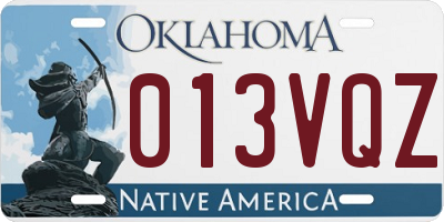 OK license plate 013VQZ