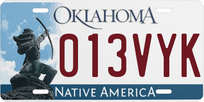 OK license plate 013VYK