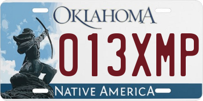 OK license plate 013XMP