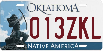 OK license plate 013ZKL