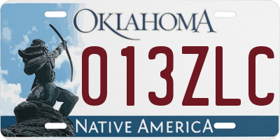 OK license plate 013ZLC